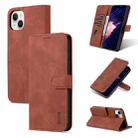 For iPhone 15 Plus AZNS Skin Feel Calf Texture Flip Leather Phone Case(Brown) - 1
