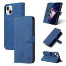For iPhone 15 Plus AZNS Skin Feel Calf Texture Flip Leather Phone Case(Blue) - 1