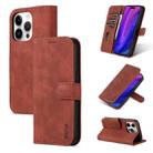 For iPhone 15 Pro AZNS Skin Feel Calf Texture Flip Leather Phone Case(Brown) - 1