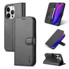 For iPhone 15 Pro AZNS Skin Feel Calf Texture Flip Leather Phone Case(Black) - 1