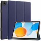 For Teclast M40 Pro 2023 Custer Pure Color 3-Fold Holder Leather Tablet Case(Dark Blue) - 1
