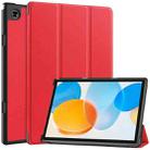 For Teclast M40 Pro 2023 Custer Pure Color 3-Fold Holder Leather Tablet Case(Red) - 1