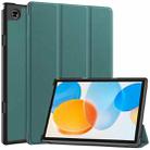For Teclast M40 Pro 2023 Custer Pure Color 3-Fold Holder Leather Tablet Case(Dark Green) - 1