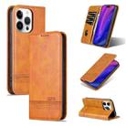 For iPhone 15 Pro Max AZNS Magnetic Calf Texture Flip Leather Phone Case(Light Brown) - 1