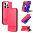 For iPhone 15 Pro Max AZNS Magnetic Calf Texture Flip Leather Phone Case(Red) - 1