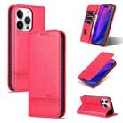 For iPhone 15 Pro AZNS Magnetic Calf Texture Flip Leather Phone Case(Red) - 1