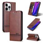 For iPhone 16 Pro Max AZNS Magnetic Calf Texture Flip Leather Phone Case(Dark Brown) - 1