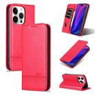 For iPhone 16 Pro Max AZNS Magnetic Calf Texture Flip Leather Phone Case(Red) - 1