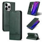 For iPhone 16 Pro Max AZNS Magnetic Calf Texture Flip Leather Phone Case(Dark Green) - 1