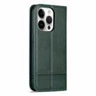 For iPhone 16 Pro Max AZNS Magnetic Calf Texture Flip Leather Phone Case(Dark Green) - 3