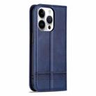 For iPhone 16 Pro Max AZNS Magnetic Calf Texture Flip Leather Phone Case(Dark Blue) - 3