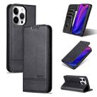 For iPhone 16 Pro Max AZNS Magnetic Calf Texture Flip Leather Phone Case(Black) - 1