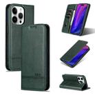 For iPhone 16 Pro AZNS Magnetic Calf Texture Flip Leather Phone Case(Dark Green) - 1