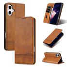 For iPhone 16 Plus AZNS Magnetic Calf Texture Flip Leather Phone Case(Light Brown) - 1