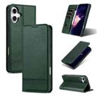 For iPhone 16 Plus AZNS Magnetic Calf Texture Flip Leather Phone Case(Dark Green) - 1