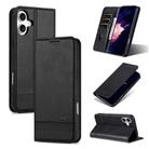 For iPhone 16 Plus AZNS Magnetic Calf Texture Flip Leather Phone Case(Black) - 1