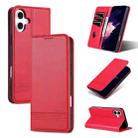 For iPhone 16 AZNS Magnetic Calf Texture Flip Leather Phone Case(Red) - 1