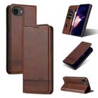 For iPhone 16e AZNS Magnetic Calf Texture Flip Leather Phone Case(Dark Brown) - 1