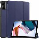 For Xiaomi Redmi Pad SE Custer Pure Color 3-Fold Holder Leather Tablet Case(Dark Blue) - 1