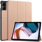 For Xiaomi Redmi Pad SE Custer Pure Color 3-Fold Holder Leather Tablet Case(Rose Gold) - 1
