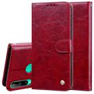 For Huawei P40 lite E Business Style Oil Wax Texture Horizontal Flip Leather Case with Holder & Card Slots & Wallet(Brown Red) - 1