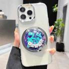 For iPhone 14 Pro Electroplated Lens Ring Transparent Phone Case(White Dice) - 1