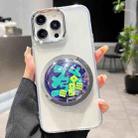 For iPhone 14 Pro Max Electroplated Lens Ring Transparent Phone Case(Green Dice) - 1
