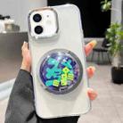 For iPhone 12 Electroplated Lens Ring Transparent Phone Case(Green Dice) - 1