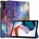 For Xiaomi Redmi Pad SE Custer Painted 3-Fold Holder Smart Leather Tablet Case(Galaxy Nebula) - 1