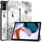 For Xiaomi Redmi Pad SE Custer Painted 3-Fold Holder Smart Leather Tablet Case(Retro Tower) - 1