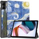 For Xiaomi Redmi Pad SE Custer Painted 3-Fold Holder Smart Leather Tablet Case(Starry Sky) - 1