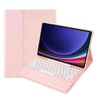 For Samsung Galaxy Tab S9 FE+ A810B Pen Slot Detachable Bluetooth Keyboard Leather Tablet Case(Pink) - 1