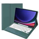 For Samsung Galaxy Tab S9 FE+ A810B Pen Slot Detachable Bluetooth Keyboard Leather Tablet Case(Dark Green) - 1