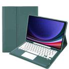 For Samsung Galaxy Tab S9 FE+ A810B-A Touch Pad Detachable Bluetooth Keyboard Leather Tablet Case(Dark Green) - 1