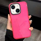 For iPhone 14 2 in 1 Fluorescent Transparent TPU Phone Case(Rose Red) - 1
