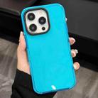 For iPhone 14 Pro Max 2 in 1 Fluorescent Transparent TPU Phone Case(Blue) - 1