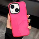 For iPhone 13 2 in 1 Fluorescent Transparent TPU Phone Case(Rose Red) - 1