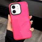 For iPhone 12 2 in 1 Fluorescent Transparent TPU Phone Case(Rose Red) - 1