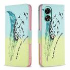 For OPPO A78 4G Colored Drawing Pattern Leather Phone Case(Feather) - 1