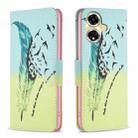 For OPPO A59 5G Colored Drawing Pattern Leather Phone Case(Feather) - 1
