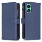 For OPPO A78 4G 9 Card Slots Zipper Wallet Leather Flip Phone Case(Blue) - 1