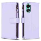 For OPPO A78 4G 9 Card Slots Zipper Wallet Leather Flip Phone Case(Light Purple) - 1