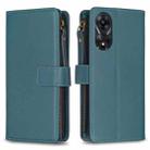 For OPPO A78 5G 9 Card Slots Zipper Wallet Leather Flip Phone Case(Green) - 1