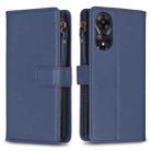 For OPPO A78 5G 9 Card Slots Zipper Wallet Leather Flip Phone Case(Blue) - 1