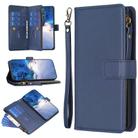 For OPPO A98 5G 9 Card Slots Zipper Wallet Leather Flip Phone Case(Blue) - 1
