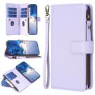 For OPPO A98 5G 9 Card Slots Zipper Wallet Leather Flip Phone Case(Light Purple) - 1