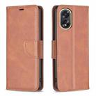 For OPPO A38 4G Lambskin Texture Leather Phone Case(Brown) - 1