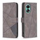 For OPPO A78 4G Magnetic Buckle Rhombus Texture Leather Phone Case(Grey) - 1