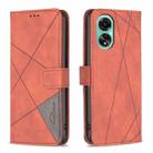 For OPPO A78 4G Magnetic Buckle Rhombus Texture Leather Phone Case(Brown) - 1