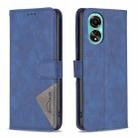 For OPPO A78 4G Magnetic Buckle Rhombus Texture Leather Phone Case(Blue) - 1